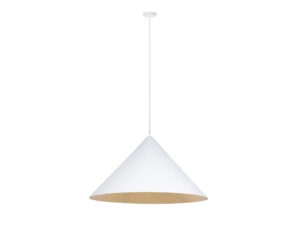 Miniaturka 12 - Lampa wisząca Vesuvio M 1XE27 biało-złota z szerokim stożkowym kloszem