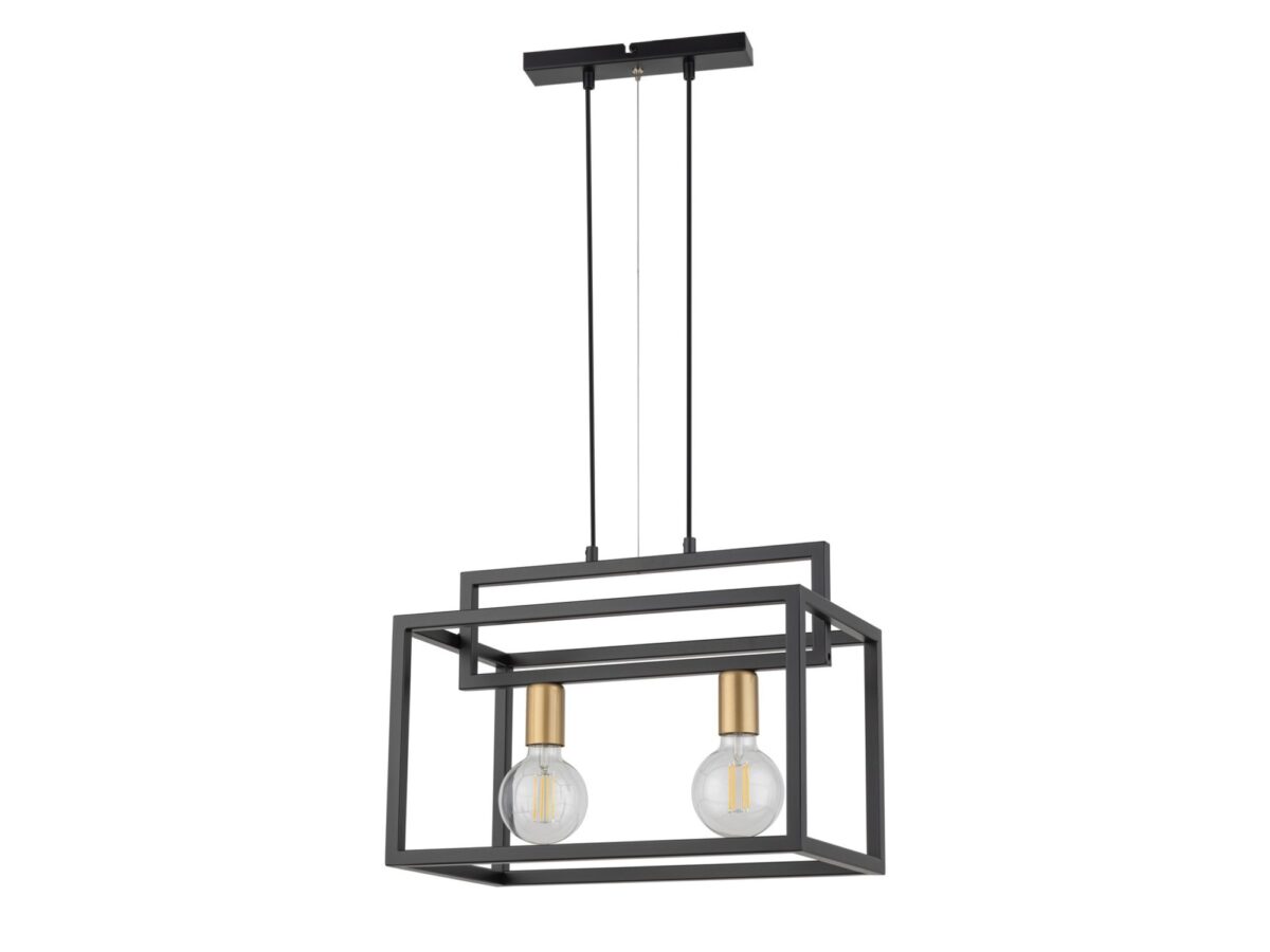 Lampa wisząca Vigo 2 2-punktowa czarno-złota loftowa