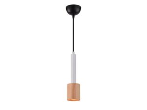 Miniaturka 3 - Lampa wisząca Virivo biała metalowa osłona i jasny drewniany klosz