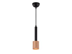 Miniaturka 1 - Lampa wisząca Virivo czarny metal i jasne drewno GU10
