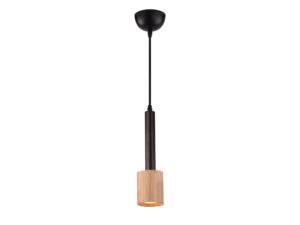Miniaturka 2 - Lampa wisząca Virivo kolor ciemnej kawy i jasny drewniany klosz GU10