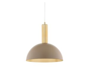 Miniaturka 2 - Lampa wisząca Vitrum Gold kopuła M – ciepłobeżowy klosz ze złotym wnętrzem i szczotkowanym metalowym trzonem