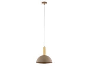 Miniaturka 4 - Lampa wisząca Vitrum Gold kopuła M w kolorze ciepłego beżu i szczotkowanego złota – cały klosz z zawieszeniem i rozetą