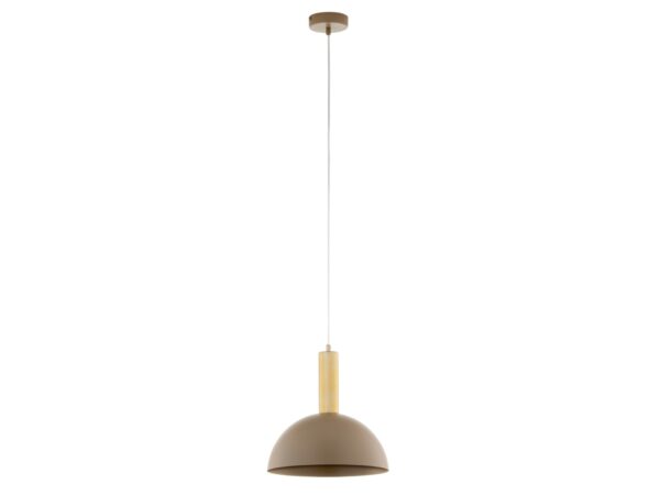 Lampa wisząca Vitrum Gold kopuła M w kolorze ciepłego beżu i szczotkowanego złota – cały klosz z zawieszeniem i rozetą