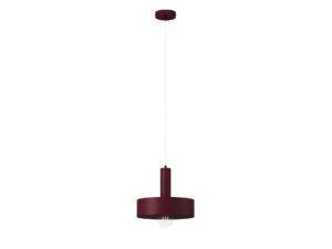 Miniaturka 3 - Bordowa lampa wisząca Vitrum koło z okrągłym stalowym kloszem na białym tle