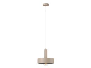 Miniaturka 5 - Lampa wisząca Vitrum koło ciepły beż, okrągła stalowa oprawa z rozetą na białym tle