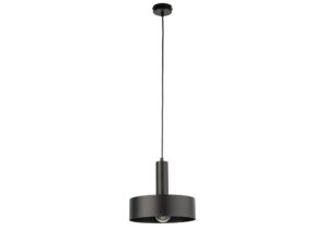 Miniaturka 9 - Lampa wisząca Vitrum koło czarna, okrągły stalowy klosz i pełne zawieszenie na białym tle