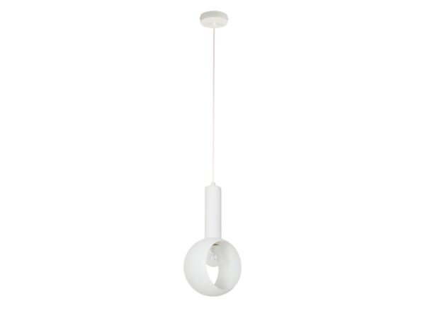 Lampa wisząca Vitrum Oczko biała, pełne zawieszenie, stalowy klosz z okrągłym otworem