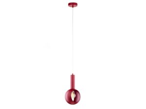 Miniaturka 1 - Lampa wisząca Vitrum Oczko bordowa z pełnym przewodem, rozetą i stalowym kloszem oczko