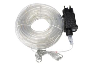 Miniaturka 10 - Wąż świetlny LED 10 m 200 diod 2200 K RGB ze sterownikiem i wtyczką na białym tle