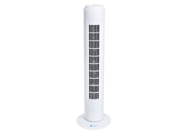Biały wentylator kolumnowy 50 W 73 cm, widok z przodu
