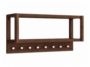 Miniaturka 1 - Wieszak ścienny dębowy Daverna 63 cm z półką w kolorze tabacco – zdjęcie produktu na białym tle