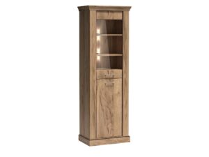 Miniaturka 1 - Witryna Ambrina 67 cm z oświetlonymi półkami LED w dekorze Kraft złoty