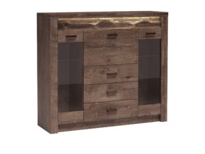 Miniaturka 8 - Witryna Brenza 137 cm jesion ciemny, przeszklenia i szuflady