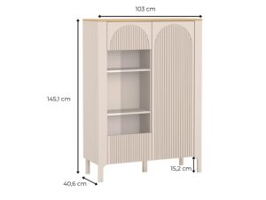 Miniaturka 3 - Witryna Castelia 103 cm z rysunkiem wysokości, głębokości i prześwitu
