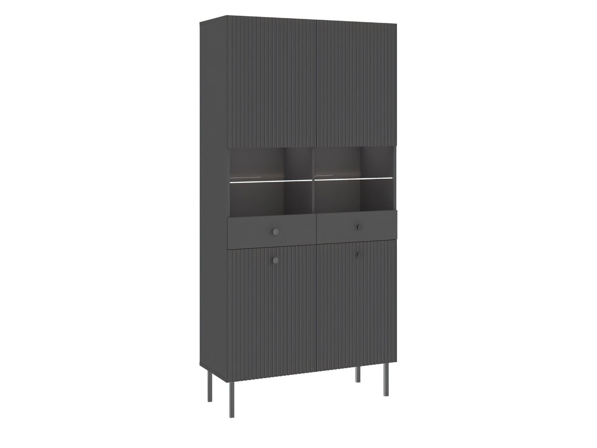 Antracytowa witryna Vienaro 91 cm z czterema drzwiami
