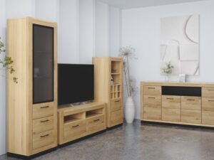 Miniaturka 5 - Witryna dębowa Renvano 60 cm dąb i czarny w aranżacji wnętrza 4