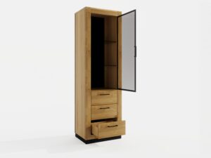 Miniaturka 3 - Witryna dębowa Renvano 60 cm dąb i czarny – zdjęcie 3