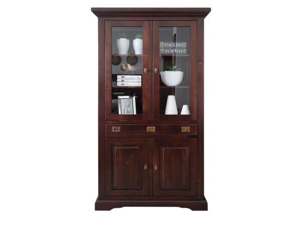 Witryna drewniana LOGAN 109,5 cm – front w ciemnym orzechu