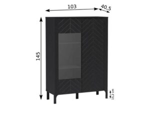 Miniaturka 3 - Witryna Fenita 103 cm czarna, wymiary 103 na 40,5 na 145 cm