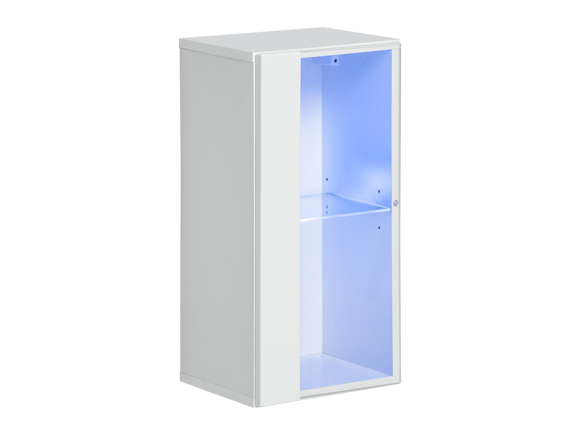 Witryna wisząca Kelmoro 30×60 cm biała biały połysk z LED