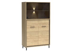 Miniaturka 7 - Witryna Lorenza Hikora z laminowanym frontem, oświetleniem LED i metalowymi nogami