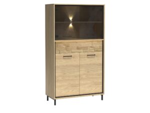 Miniaturka 3 - Witryna Lorenza Hikora z deską dębową, oświetleniem LED i metalowymi nogami