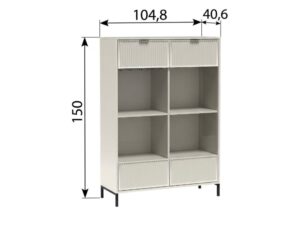 Miniaturka 4 - Witryna Movena kaszmir – rysunek wymiarów 104,8 na 40,6 na 150 cm