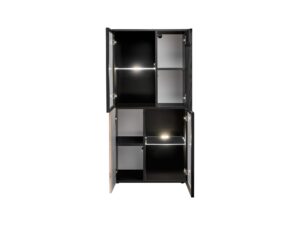 Miniaturka 1 - Witryna niska z LED Edorino 60 cm dąb Vicking czarny marmur – zdjęcie 2