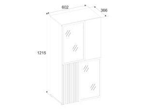 Miniaturka 3 - Witryna niska z LED Edorino 60 cm dąb Vicking czarny marmur – zdjęcie 4