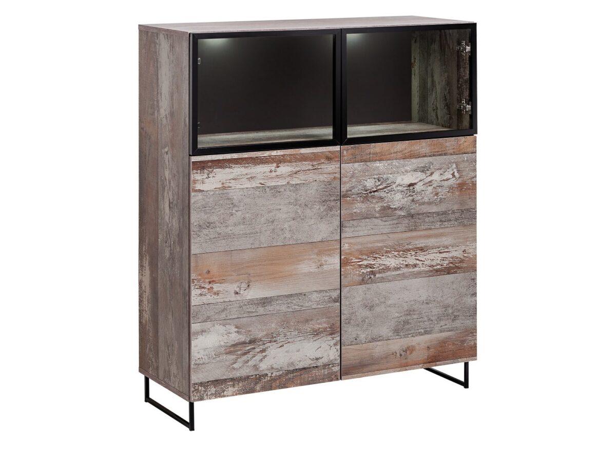 Witryna niska LED Valmoro 100 cm Canion Wood czarna