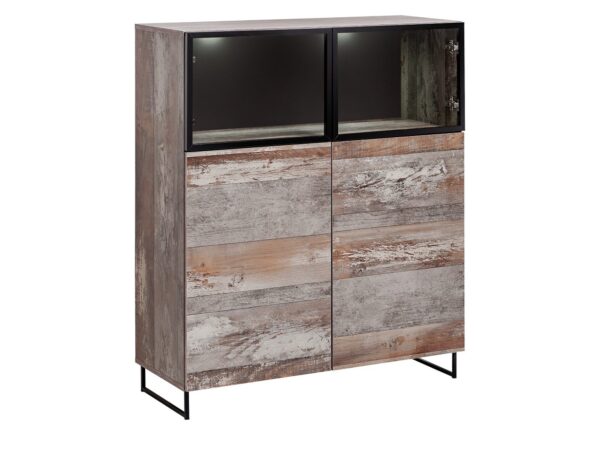 Witryna niska LED Valmoro 100 cm Canion Wood czarna