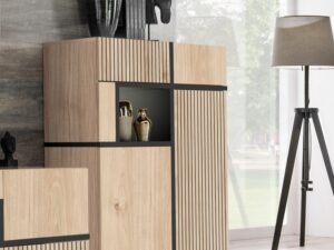 Miniaturka 5 - Witryna niska z LED i szufladami Cresto 90 cm