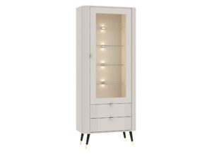 Miniaturka 2 - Witryna Onvero 78 cm kaszmir z włączonym oświetleniem półek