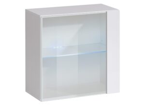 Miniaturka 4 - Biała szafka z LED i szklanym frontem
