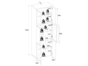 Miniaturka 2 - Witryna wysoka z LED Edorino 60 cm dąb Vicking czarny marmur – zdjęcie 3