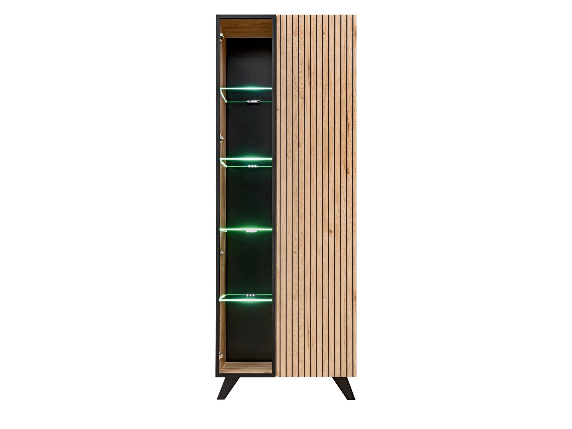 Witryna wysoka Lioren 70 cm Hickory Jackson z przeszklonym frontem i LED