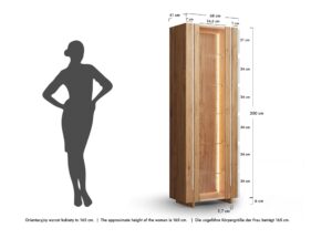 Miniaturka 3 - Wysoka witryna Traverio 206 cm z naturalnego dębu i trawertynu, packshot
