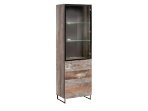 Miniaturka 5 - Witryna wysoka LED Valmoro 60 cm Canion Wood czarna
