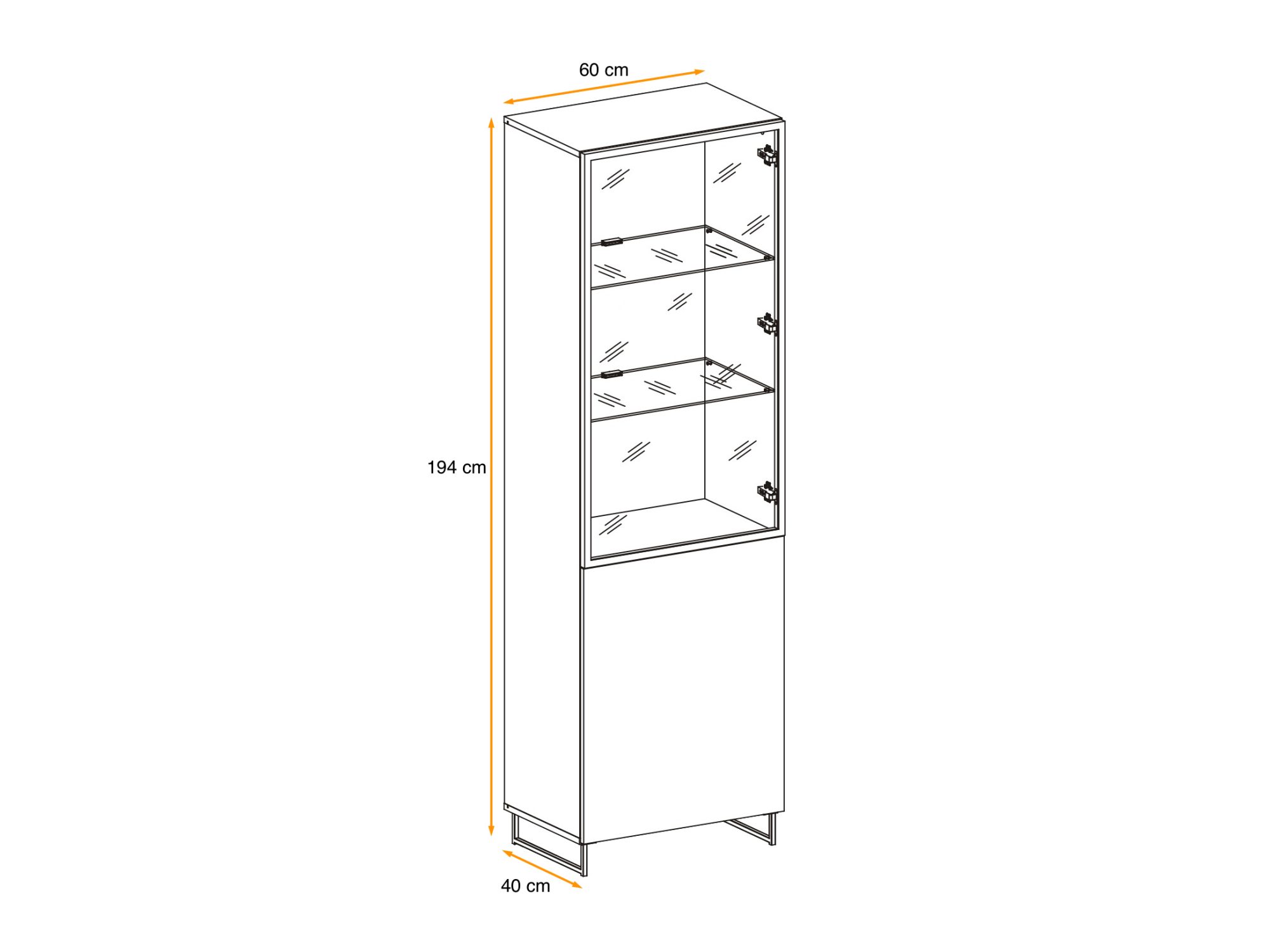 Witryna wysoka LED Valmoro 60 cm Canion Wood czarna – zdjęcie 4