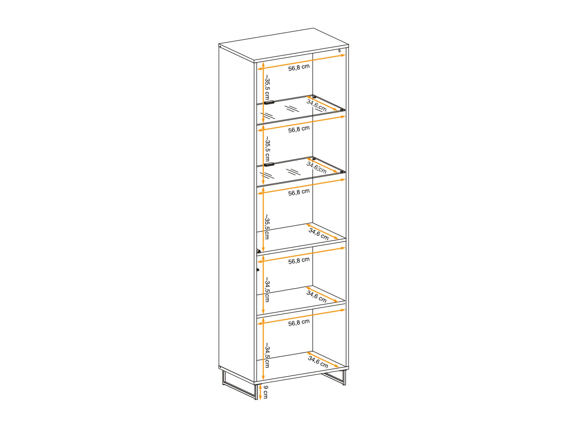Witryna wysoka LED Valmoro 60 cm Canion Wood czarna – zdjęcie 3