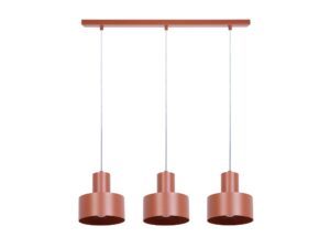 Miniaturka 5 - Lampa wisząca Rif 3 prosty ceglana z trzema kloszami na białym tle