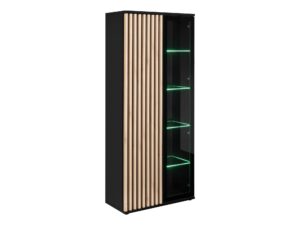 Miniaturka 4 - Wysoka witryna Bravento czarna Hickory Jackson z LED