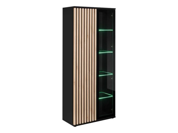 Wysoka witryna Bravento czarna Hickory Jackson z LED