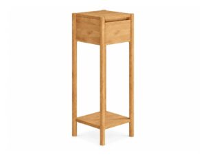 Miniaturka 4 - Wysoki stolik dębowy Daverna 90 cm z szufladą w kolorze naturalnego dębu – zdjęcie produktu na białym tle