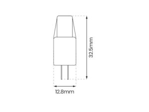 Miniaturka 1 - Żarówka COB LED G4 2 W – schemat wysokości 32,5 mm i szerokości 12,8 mm