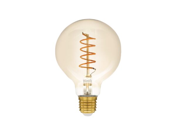 Żarówka dekoracyjna G125 E27 4 W z bursztynowym szkłem i spiralą LED
