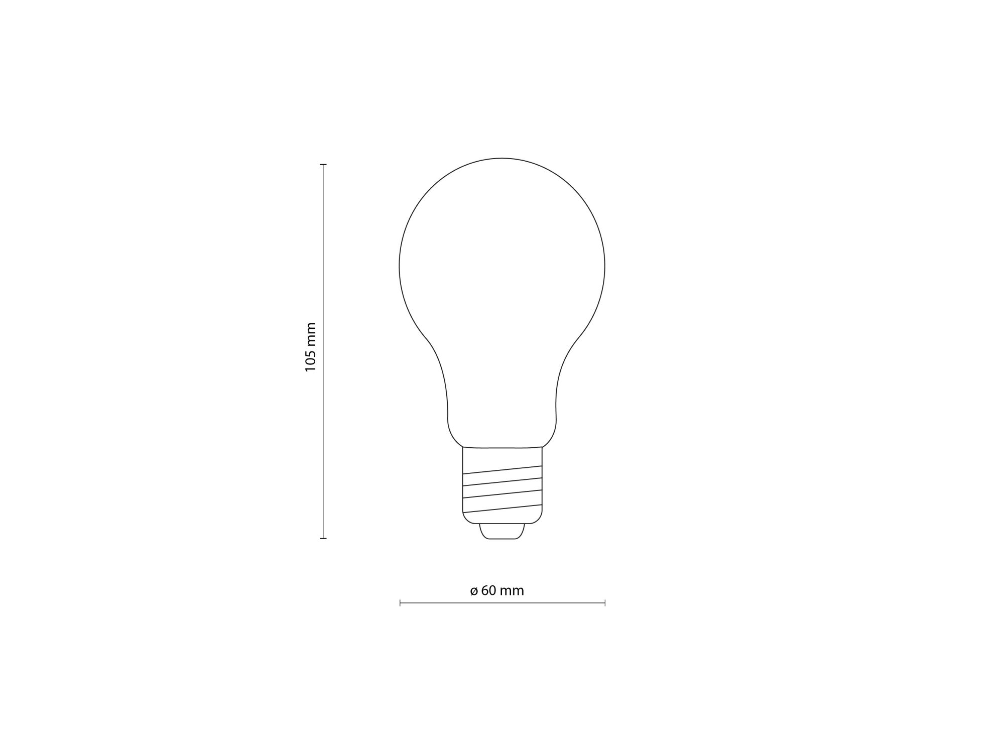 Rysunek techniczny żarówki LED E27