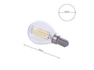Miniaturka 4 - Schemat wymiarowy żarówki LED G45 E14 o średnicy 45 mm i wysokości 74 mm