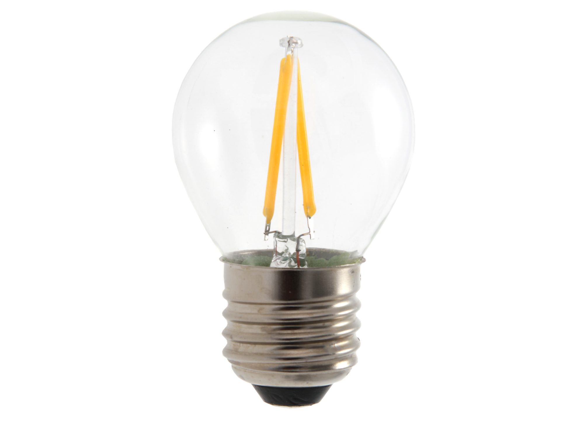 Żarówka filamentowa LED E27 G45 5 W – widoczne filamenty i gwint
